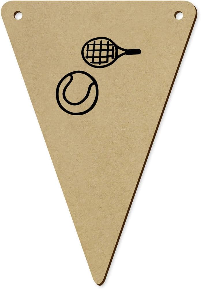 Azeeda 5 x 140mm Tennis Racket Ball Wooden Bunting Flags