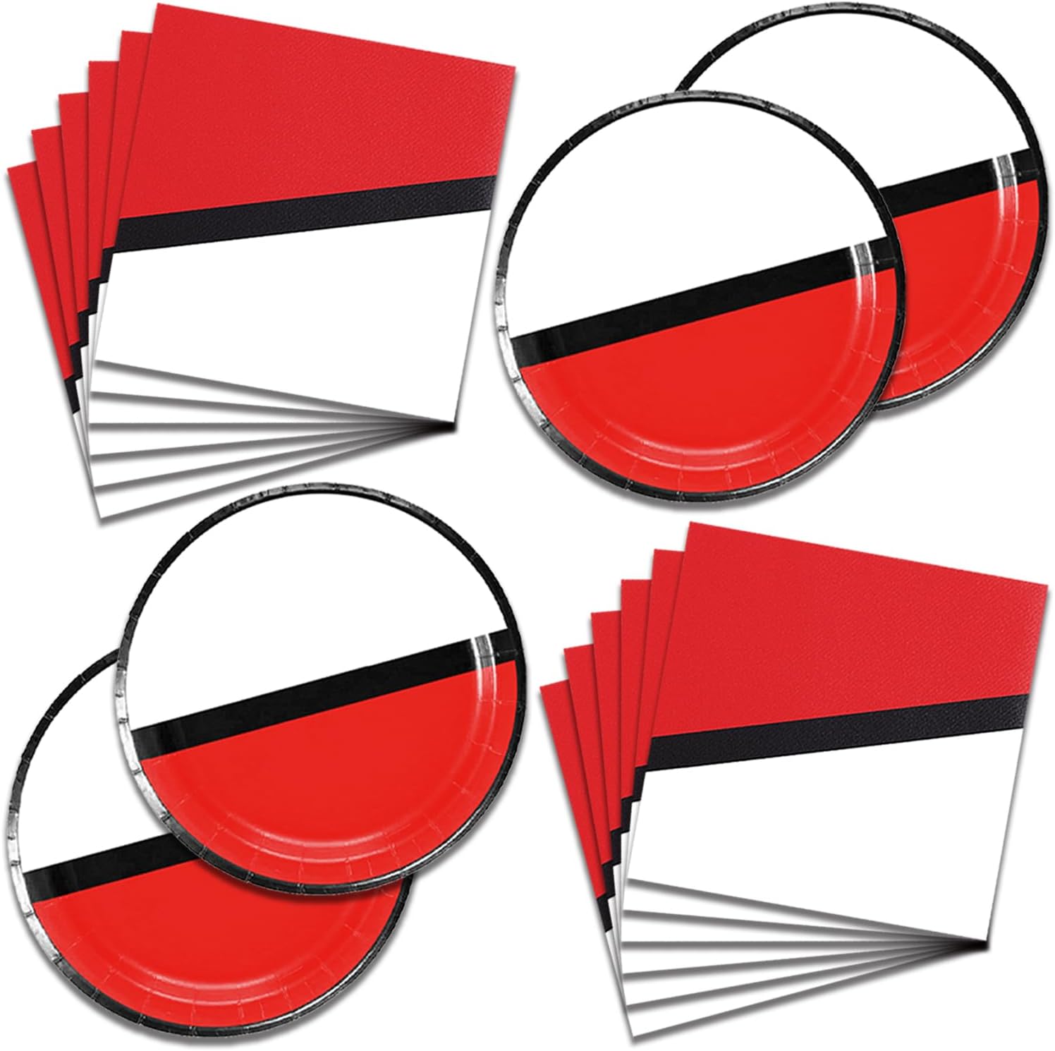 40 Pcs Red White Cartoon Party Plates Napkins