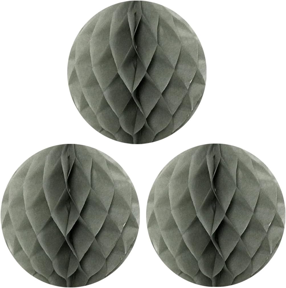 Wrapables 10 Inch Tissue Honeycomb Balls Set of 3 Gray
