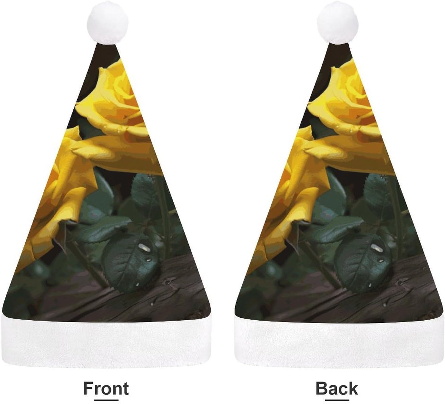 Santa Hat with Yellow Roses for Christmas Party