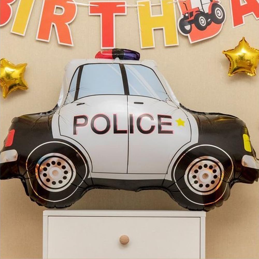Police Car Foil Balloons 2 Pack Black Party Decor