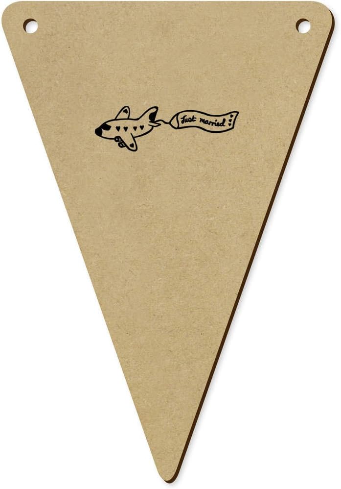 Azeeda 5 x 140mm Just Married Plane Wooden Bunting Flags