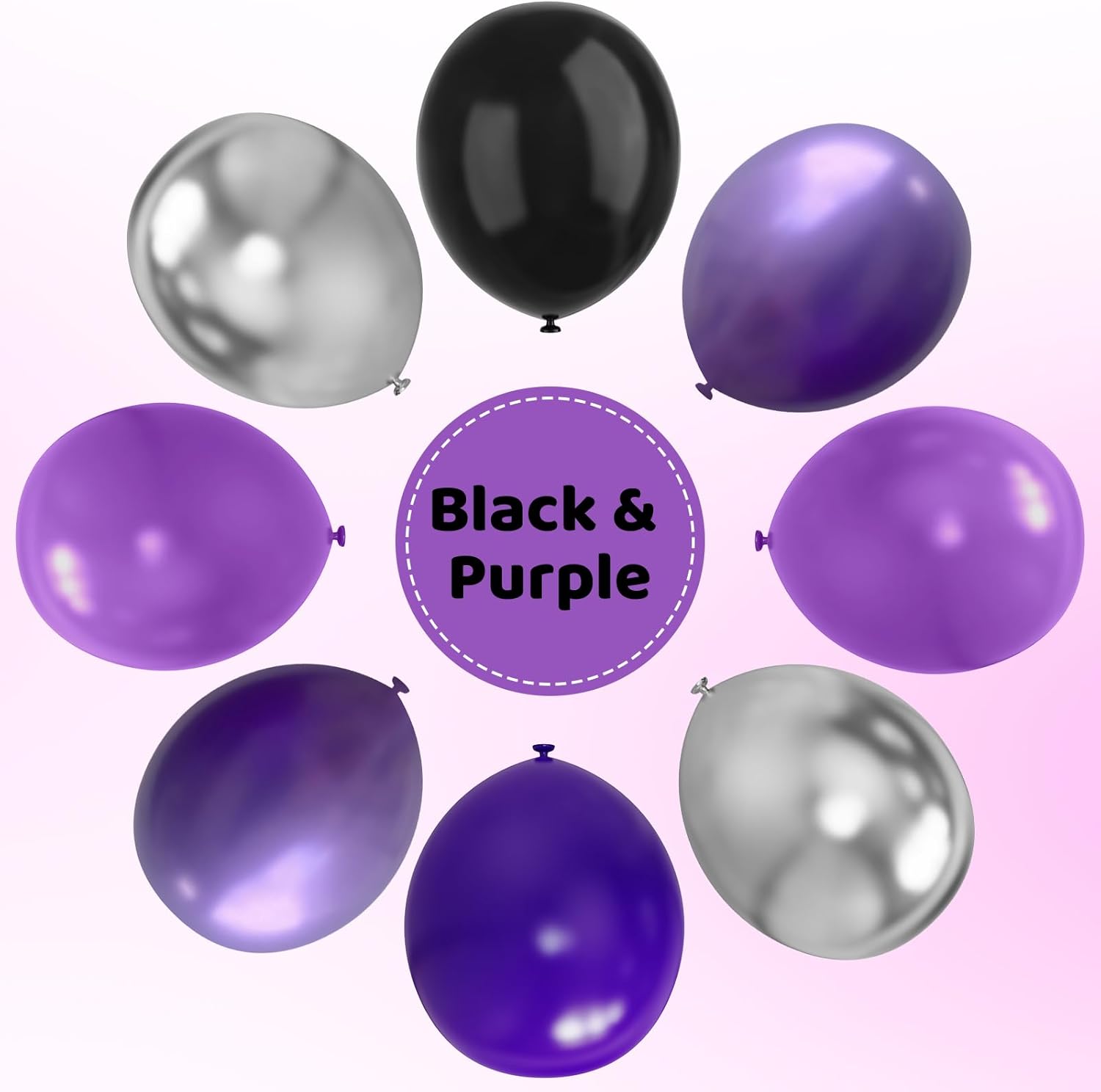 Purple and Black Balloons 67pcs 12 Inch Party Decorations