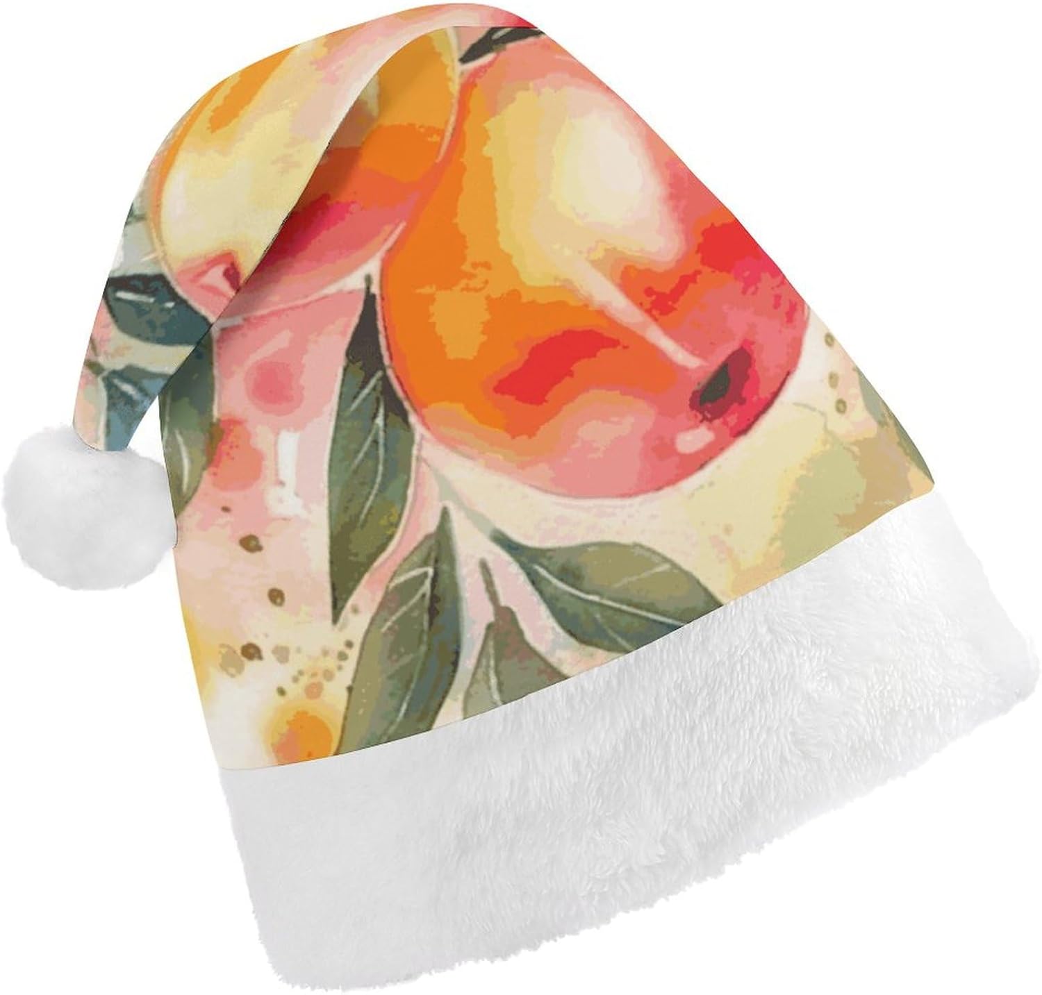 Colorful Peach Watercolor Santa Hat Christmas Headwear