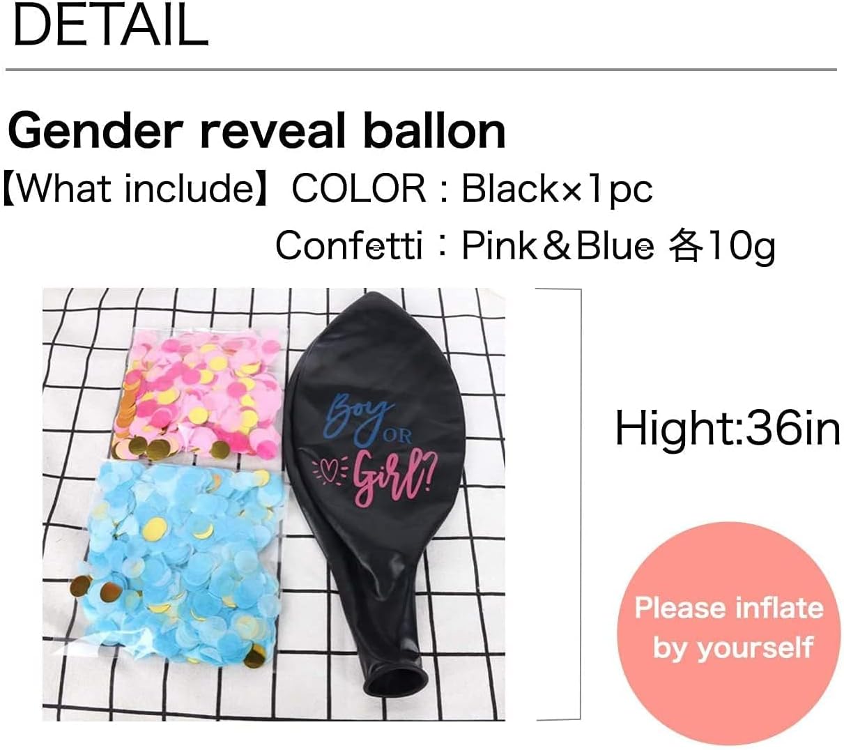 HAPPYLAND Gender Reveal Balloon 36 Inch