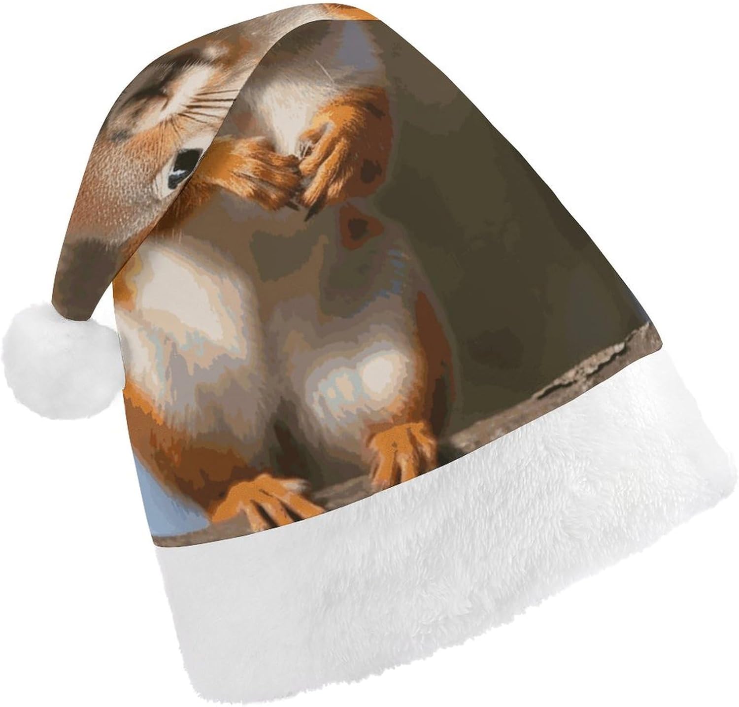 Funny Santa Squirrel Christmas Hat for Adults