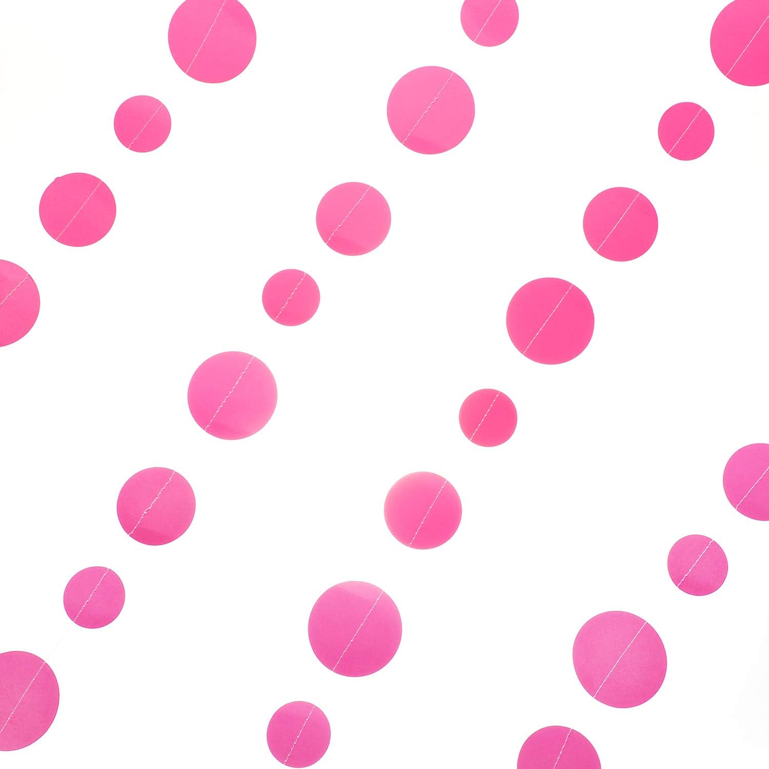 Hot Pink Paper Garland with Dots 20 Feet Total