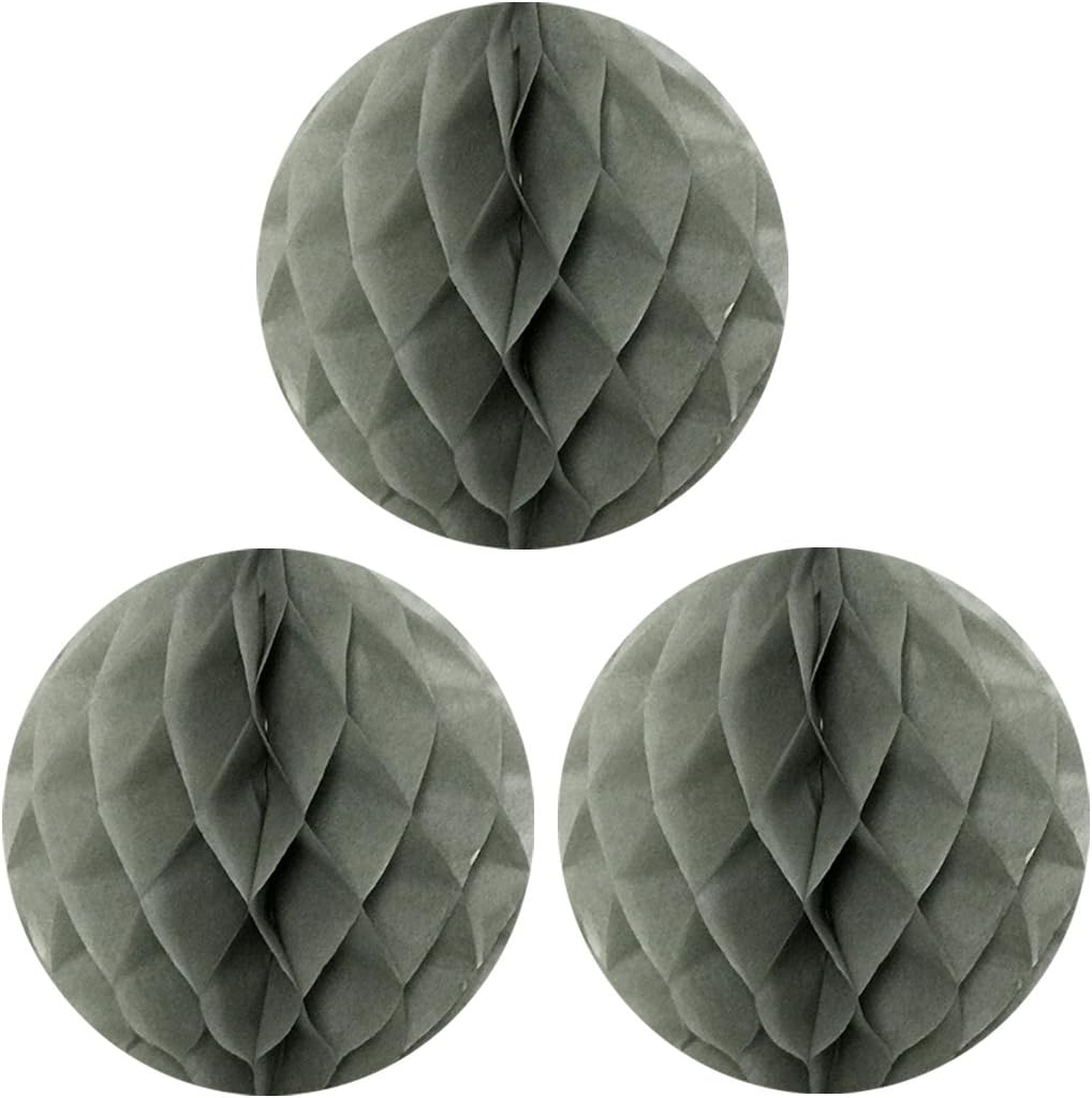 Allydrew 12 Inch Tissue Honeycomb Ball 3 Pack Gray