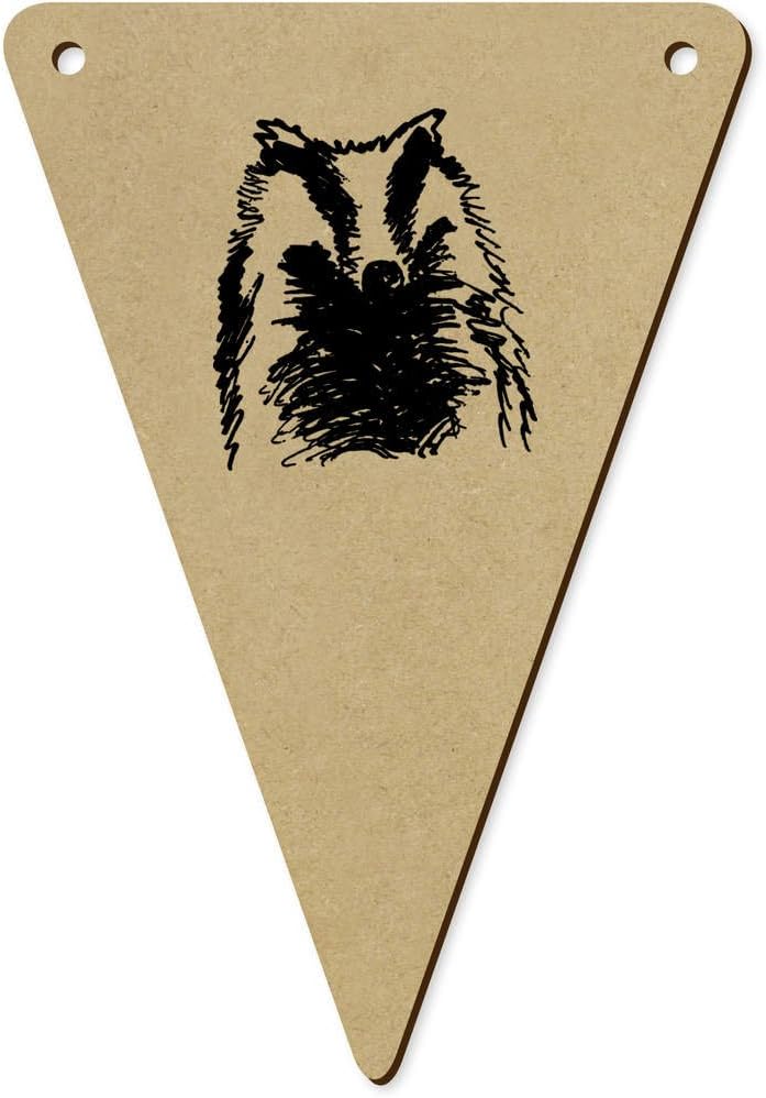 Azeeda 5 x 140mm Badger Face Wooden Bunting Flags