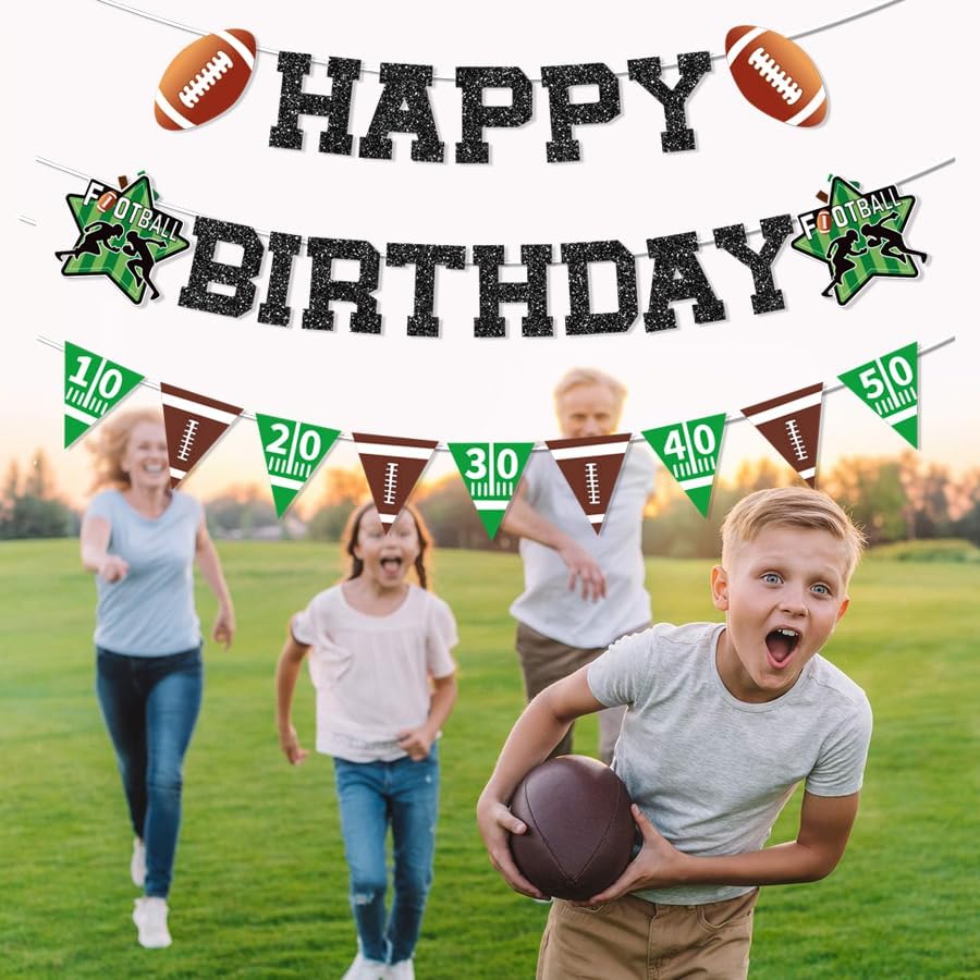 Glitter Football Birthday Decorations Set