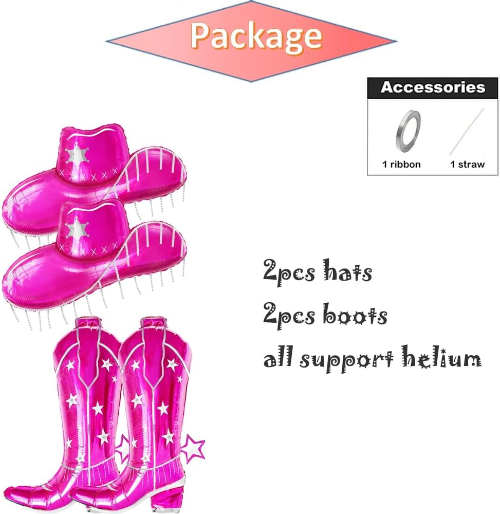 Cowgirl Hat and Boots Foil Balloons for Women