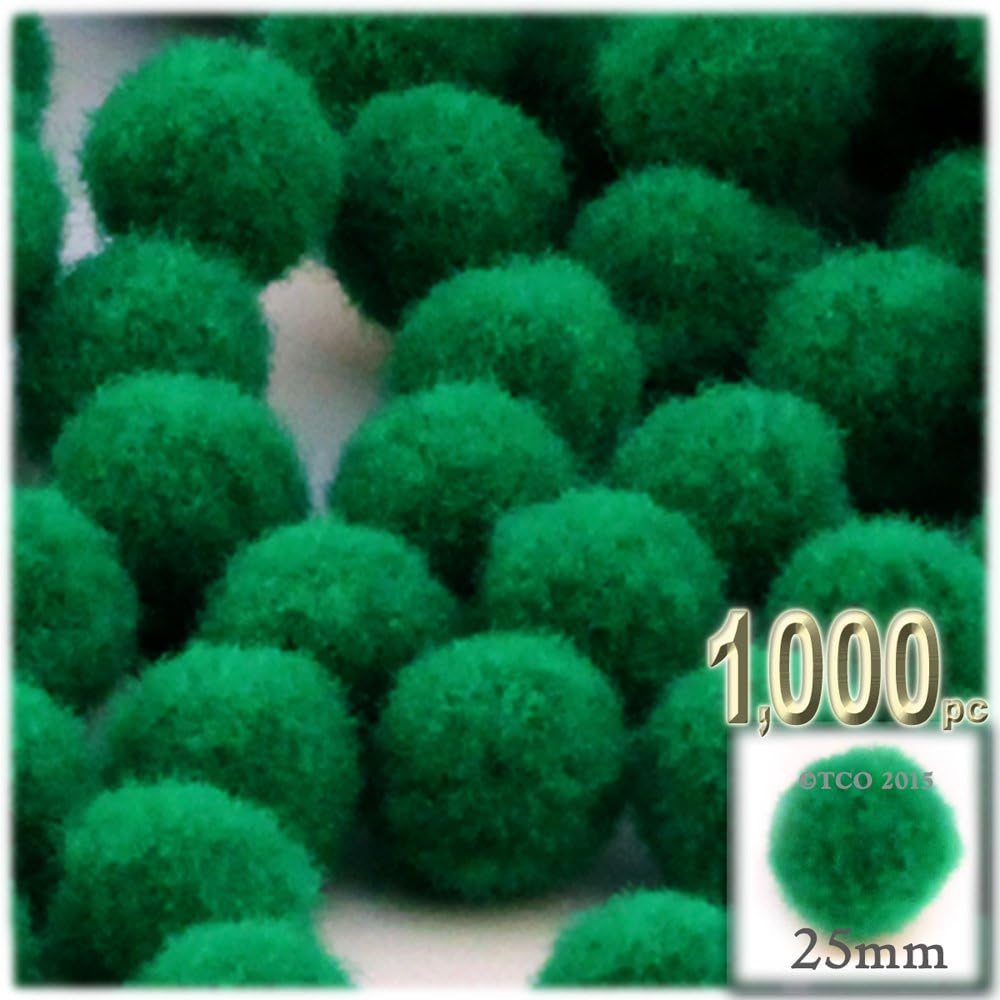 The Crafts Outlet 1000 Piece Acrylic Pom Poms Emerald Green