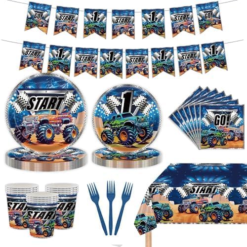Monster Truck Birthday Party Decorations Set for 24 Guests