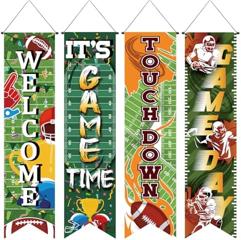 Breling Football Field Backdrop Banner Decorations 4 Pack