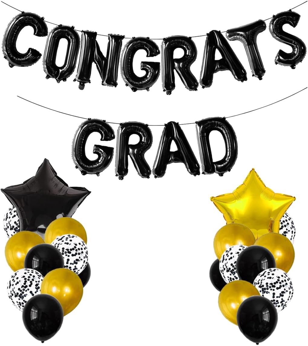 Black Graduation Congratulations Balloon Banner Kit 2025