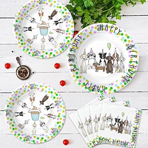 Xigejob Puppy Dog Party Supplies Set for 24 Guests