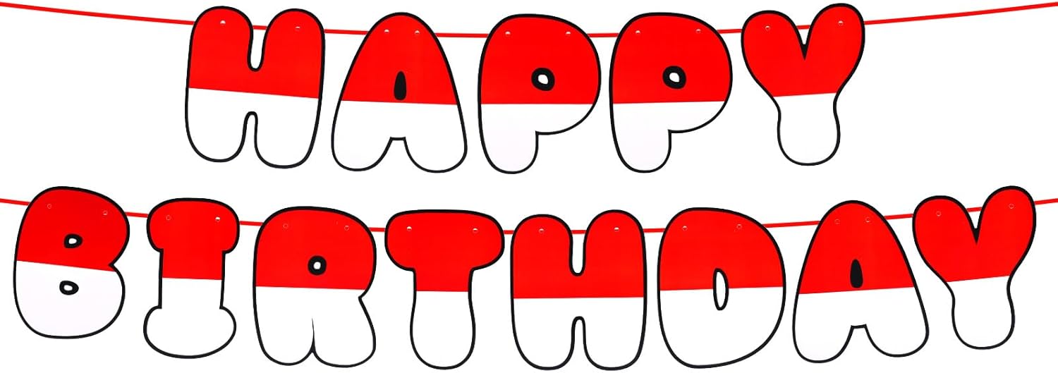2pcs Cartoon Red White Banner Bunting Decorations
