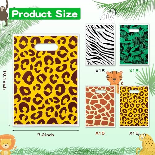 Animal Print Party Favor Bags 60Pcs Summer Jungle Safari Themed Gift Bags