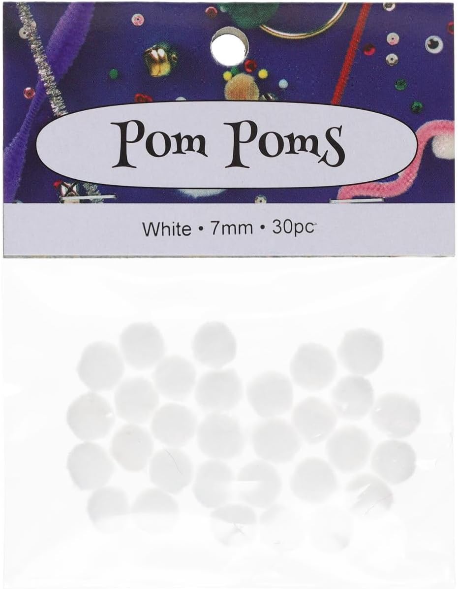 PA Essentials White Pom Pom 7mm 30pc