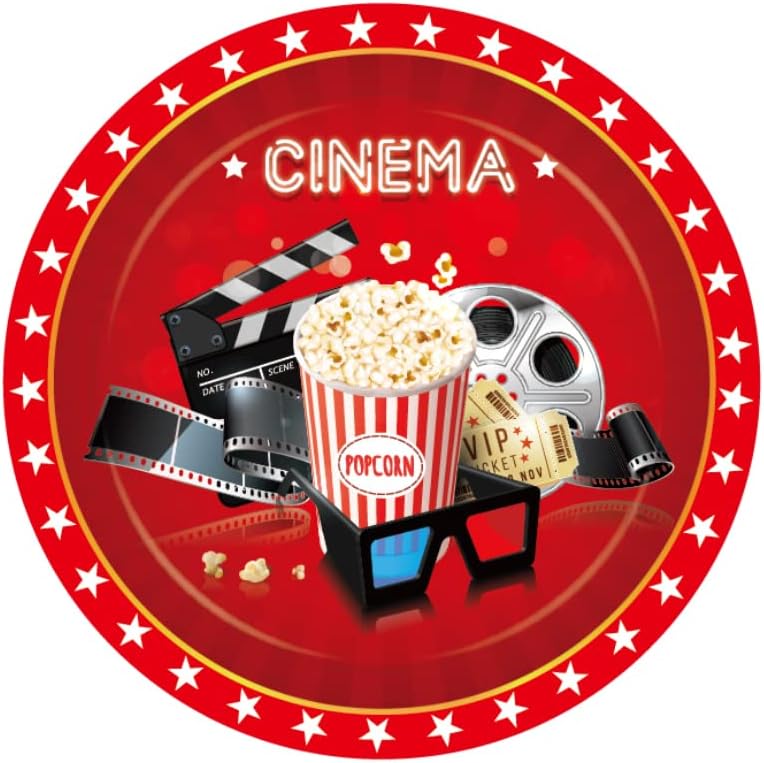 Movie Night Themed 24-Person Paper Plates Napkins Set