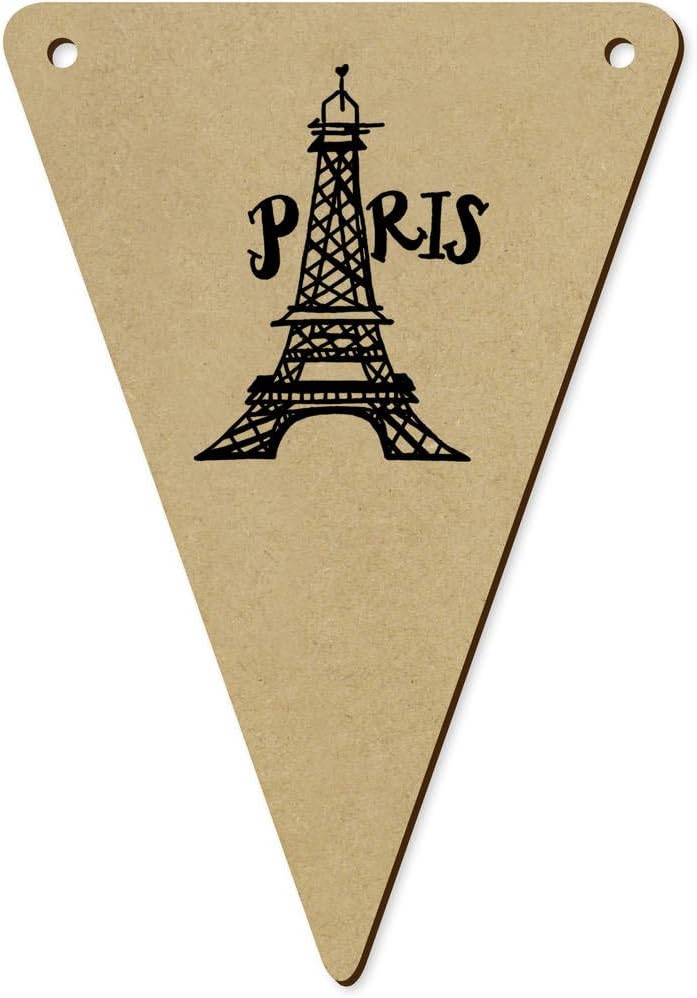 Azeeda 5 Pack Paris Eiffel Tower Wooden Bunting Flags