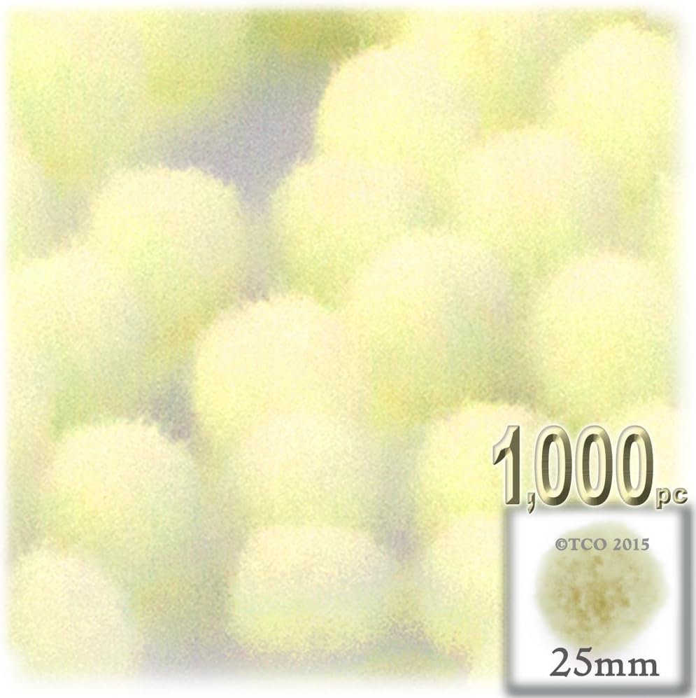 The Crafts Outlet 1000 Piece Light Yellow Pom Poms 25mm