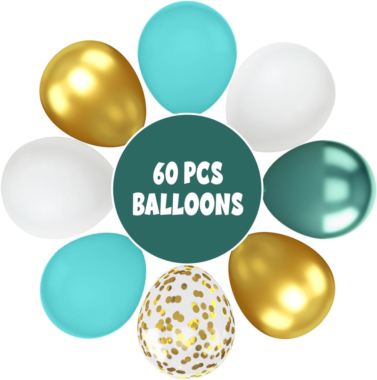FunHot 60 Pcs Teal Balloons Party Decor