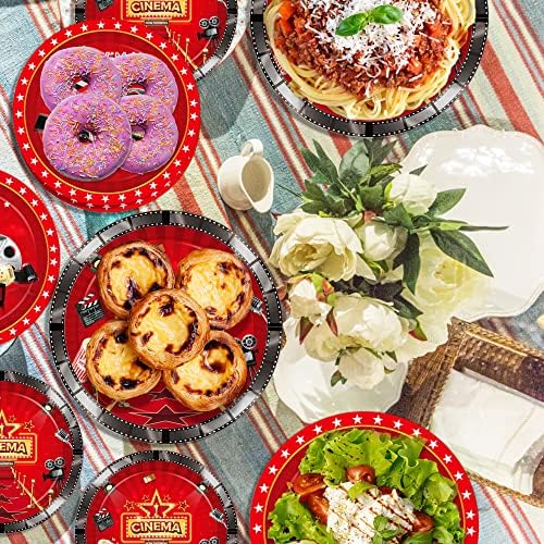 Movie Night Themed 24-Person Paper Plates Napkins Set