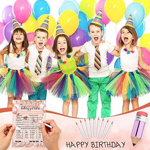 Leinuosen Birthday Girl Best Game Card 50Pcs with Pencils