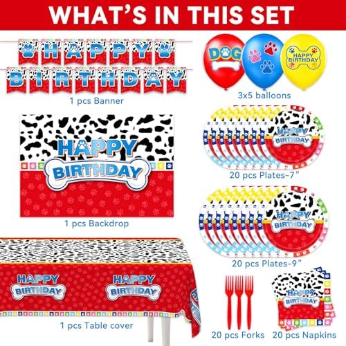Cartoon Dog Paw Birthday Party Decorations Set