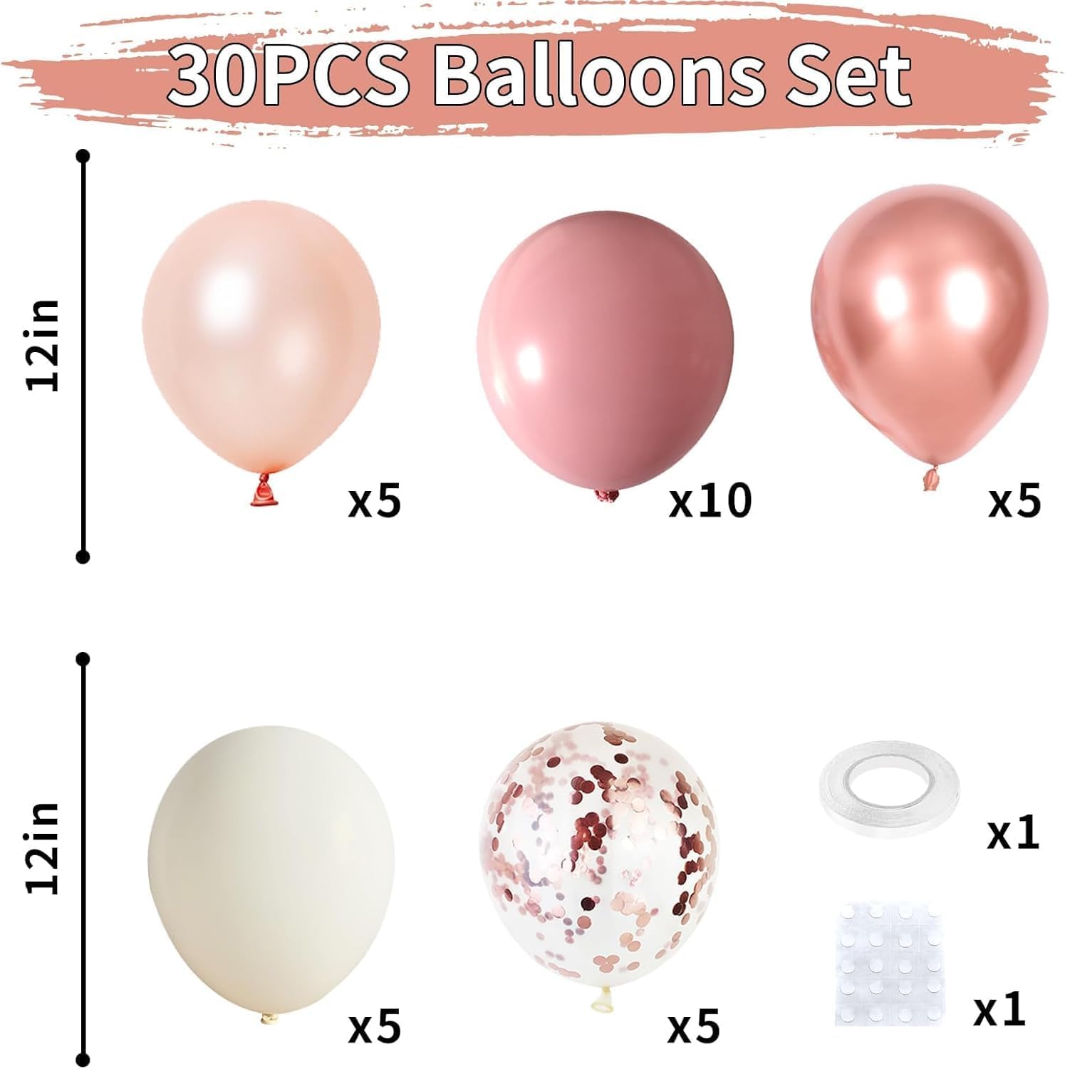 Dusty Pink Boho Balloons Set for Party Decor