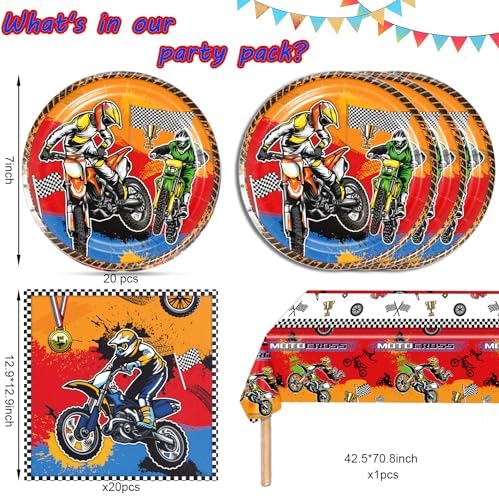 41PCS Dirt Bike Party Supplies Set for Kids