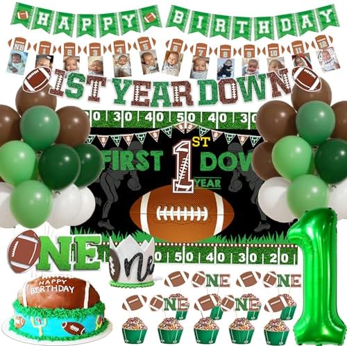 Football 1st Birthday Decorations Banner Set