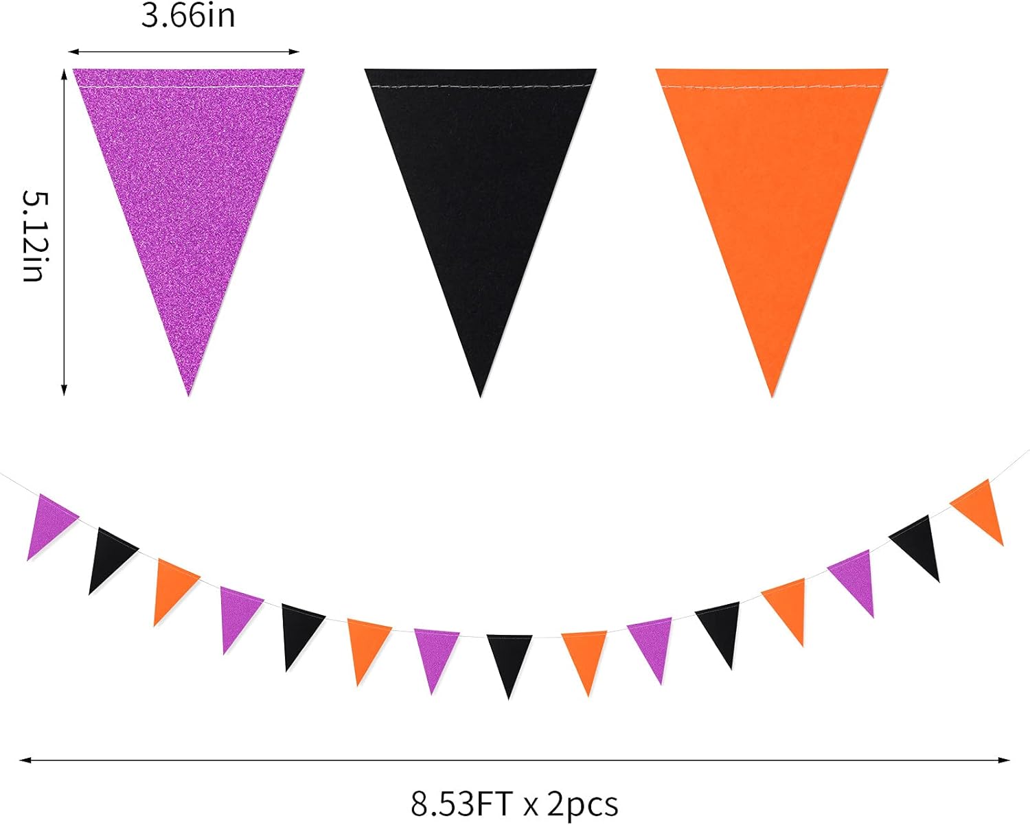 Black Orange Purple Halloween Party Decor Banners 2 Pack