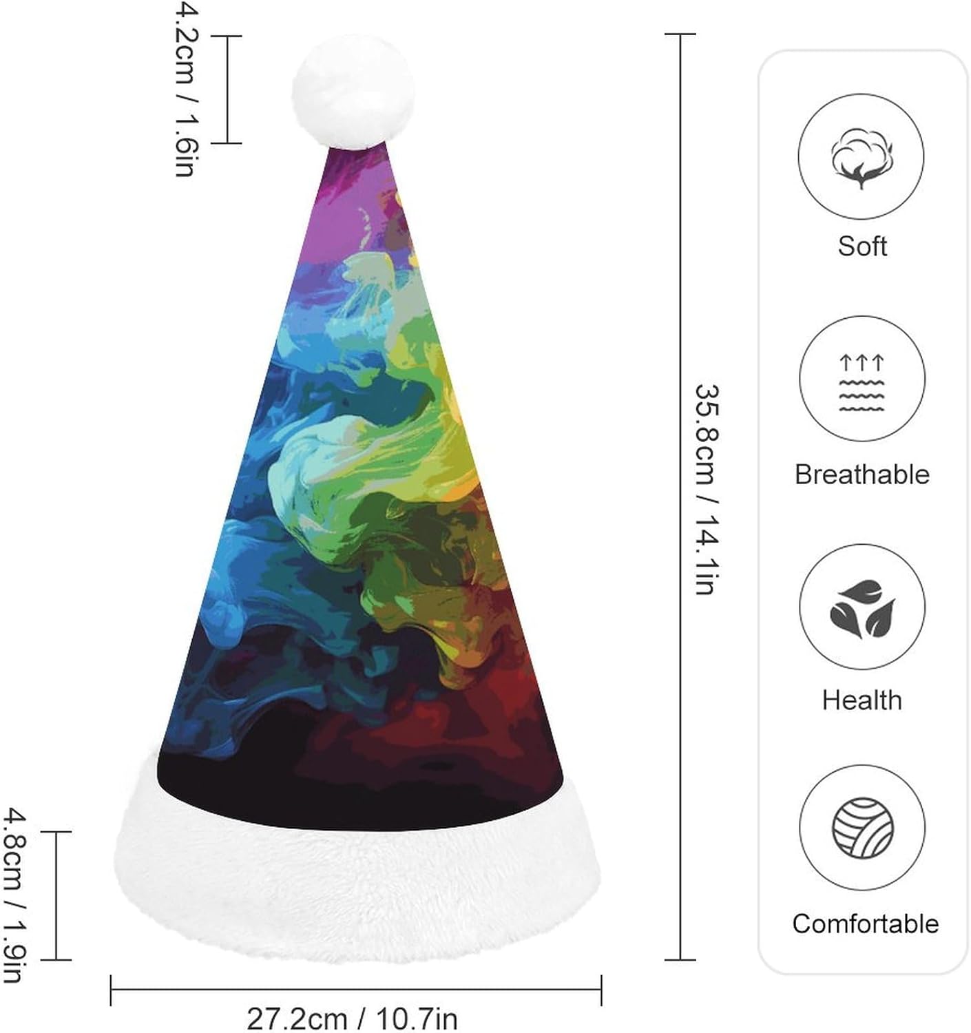 Santa Hat Rainbow Smoke Christmas Party Headwear