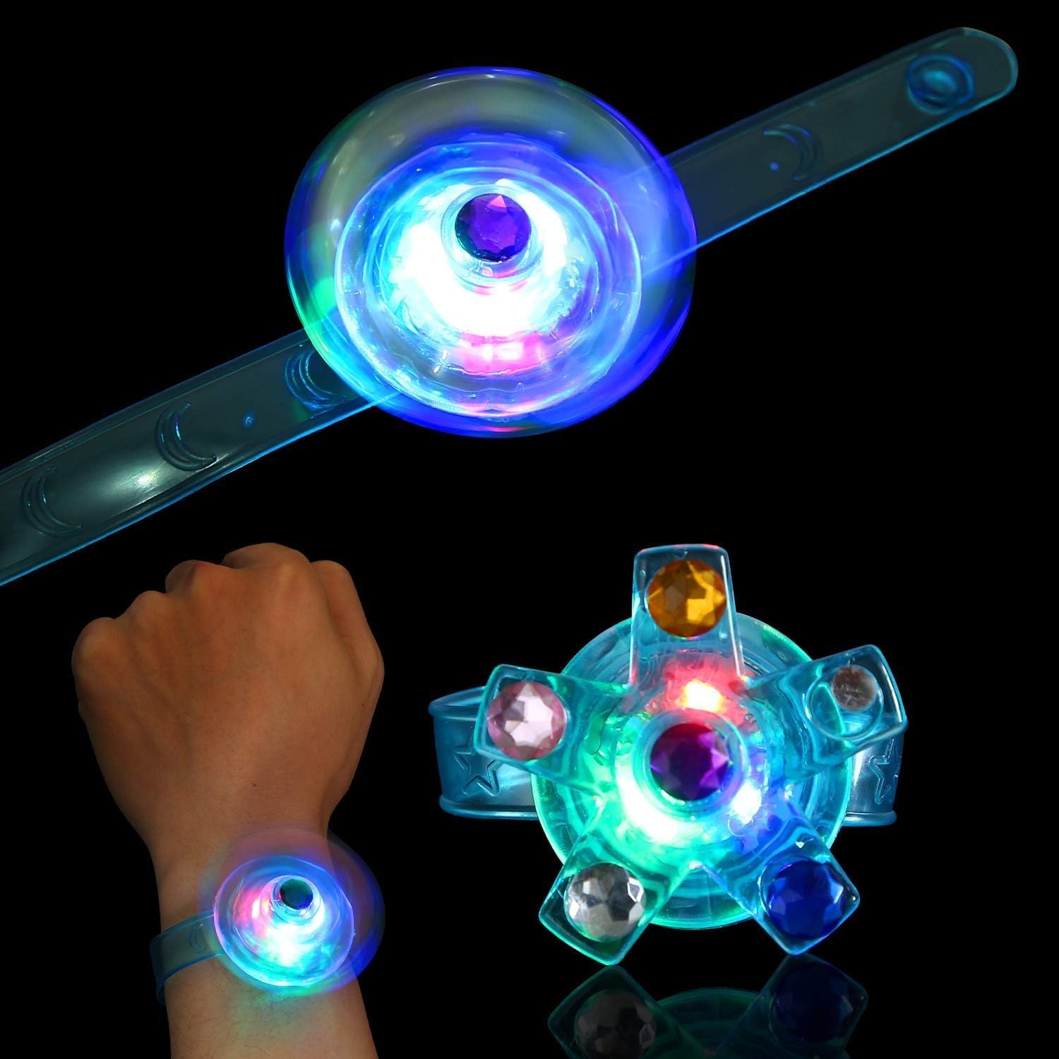 32 Pack LED Light Up Fidget Spinner Bracelets for Kids