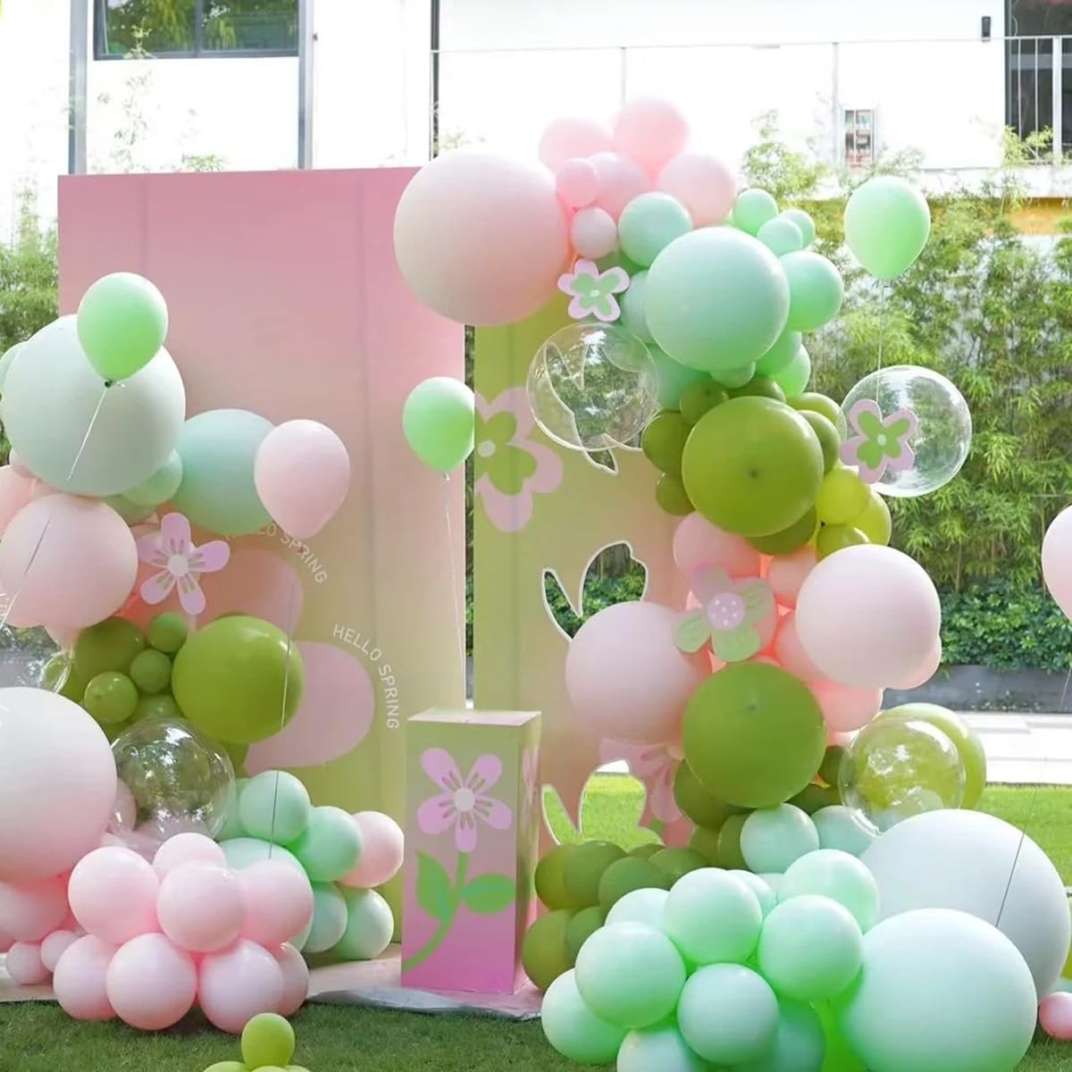 Sage Green Pink Gold Balloon Arch Kit 141Pcs