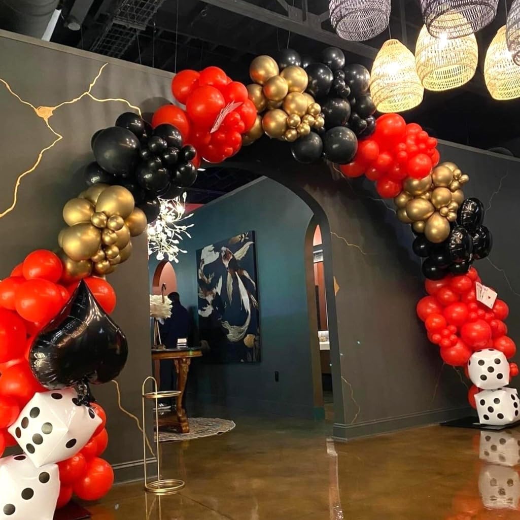 Red Black Gold Balloons 60 Pcs Casino Party Decor