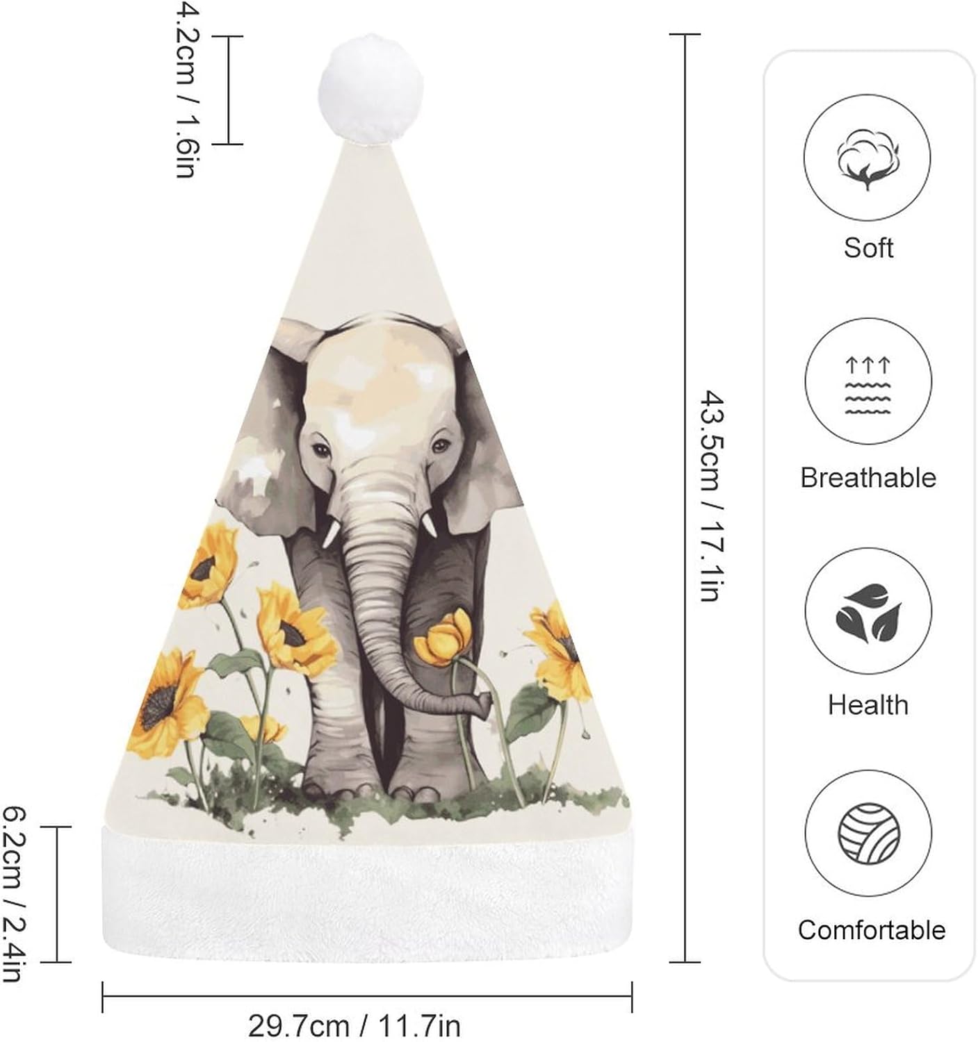 Santa Hat Elephant And Sunflower Christmas Headwear