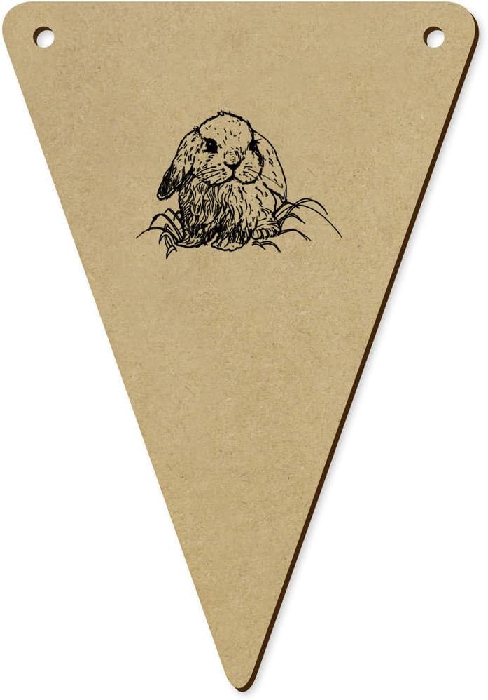 Azeeda 5 x 140mm Cute Bunny Rabbit Wooden Bunting Flags