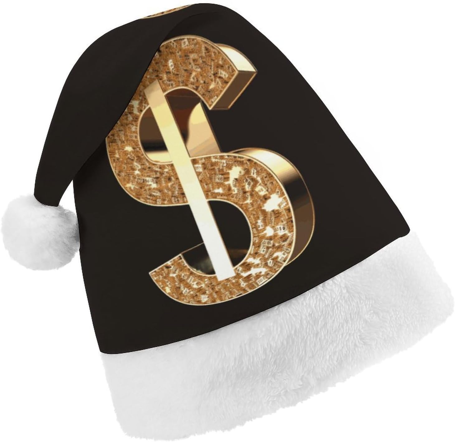 Santa Hat with Gold Dollar Sign Christmas Headwear