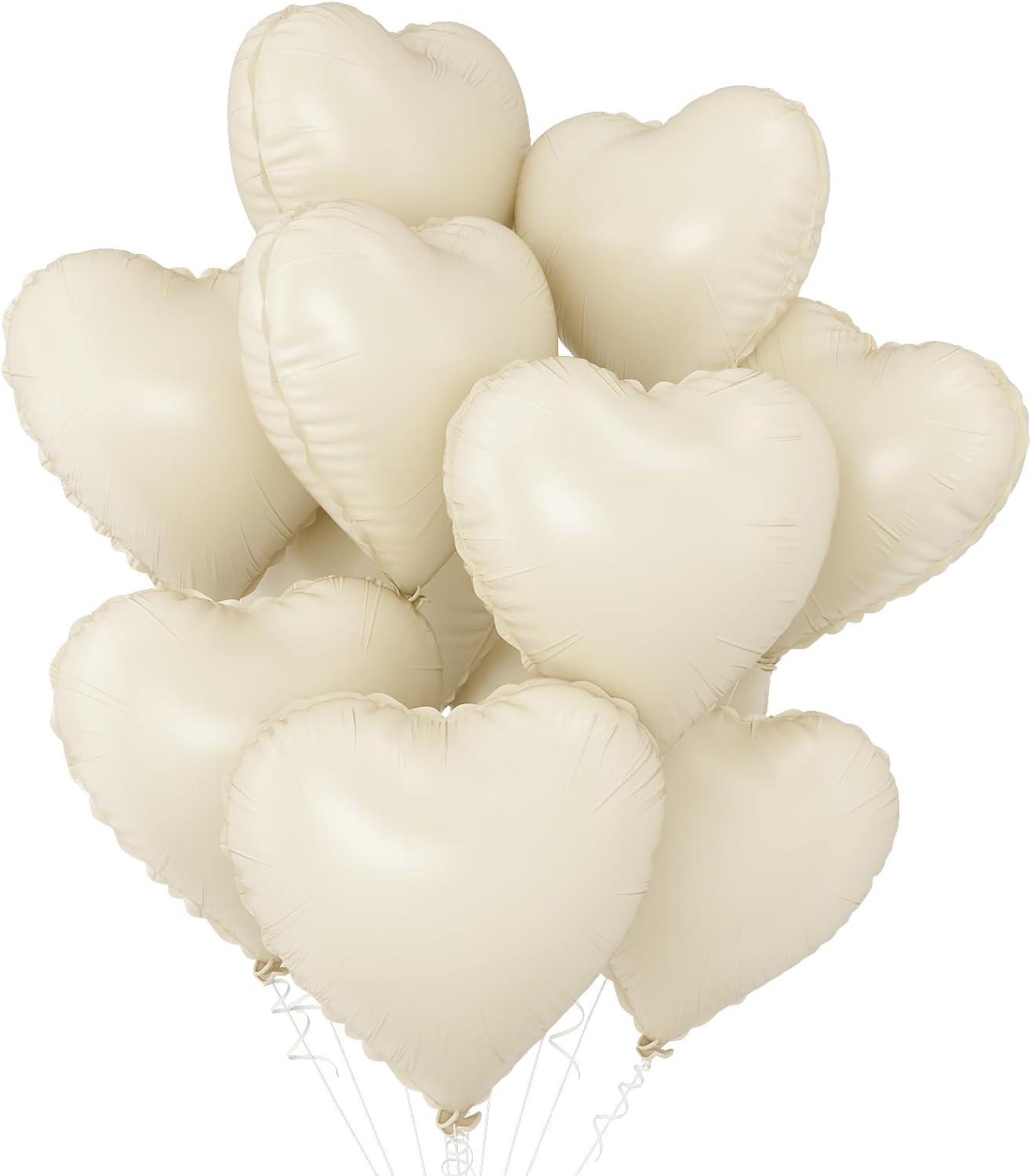 GRESATEK 10Pc Cream White Heart Balloons 18Inch