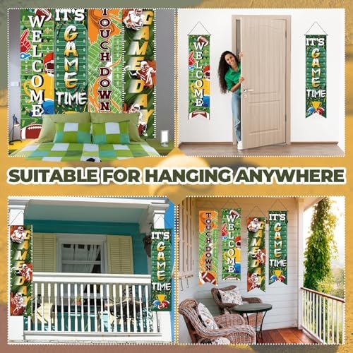 Breling Football Field Backdrop Banner Decorations 4 Pack