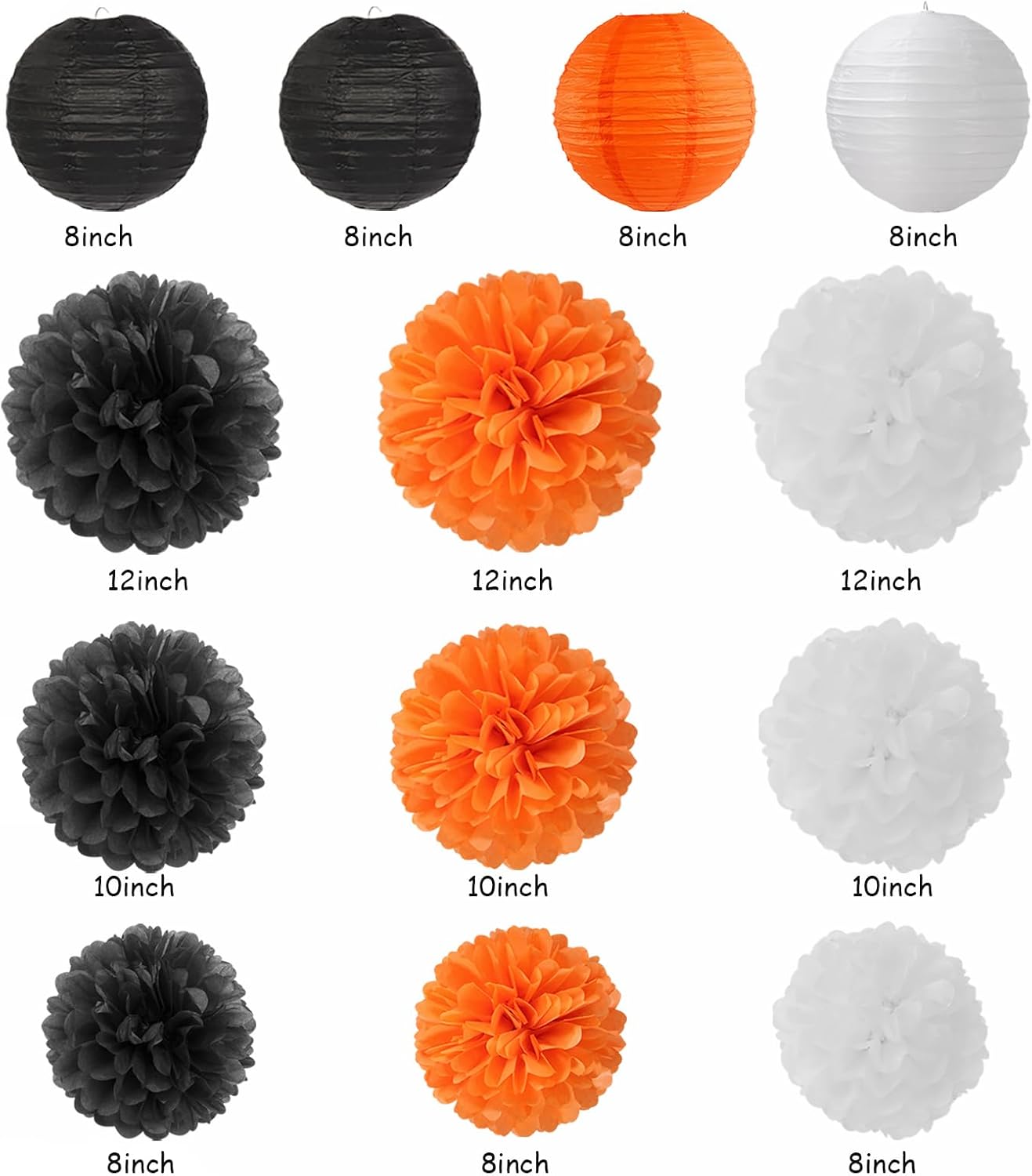 Burgleda Orange Black White Party Decorations Kit 20PCS