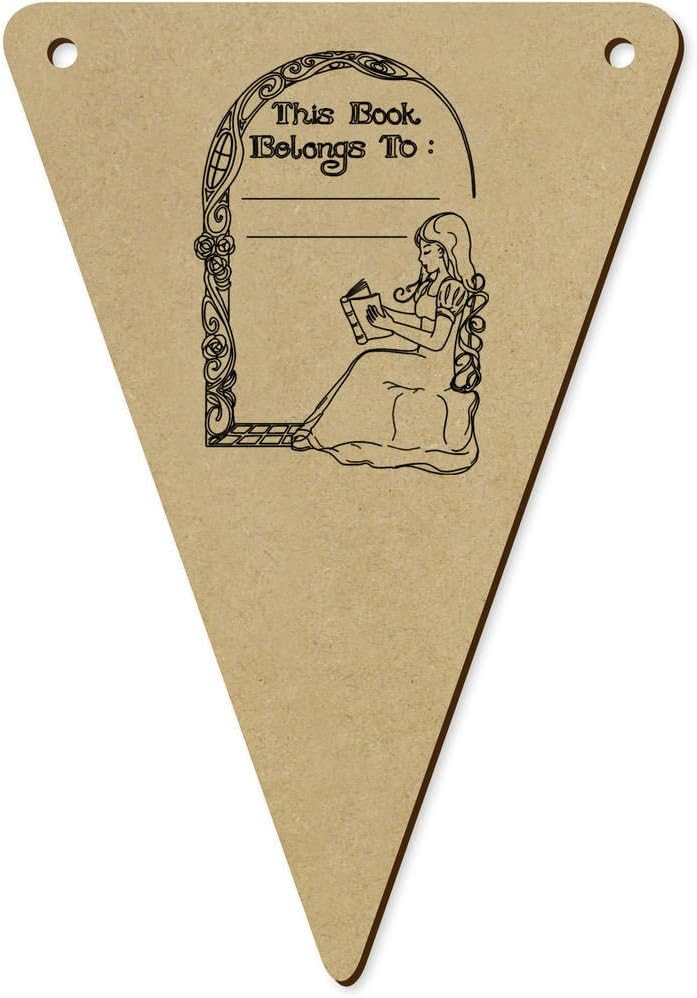 Azeeda 5 x 140mm This Book Belongs to Wooden Bunting Flags