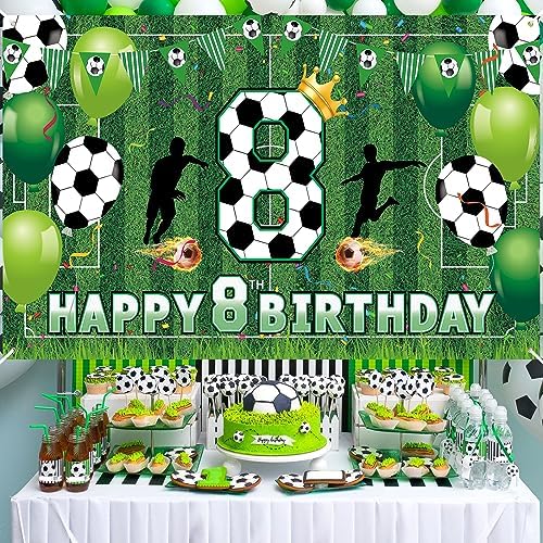 Soccer 8th Birthday Banner for Boys - Large Party Decor