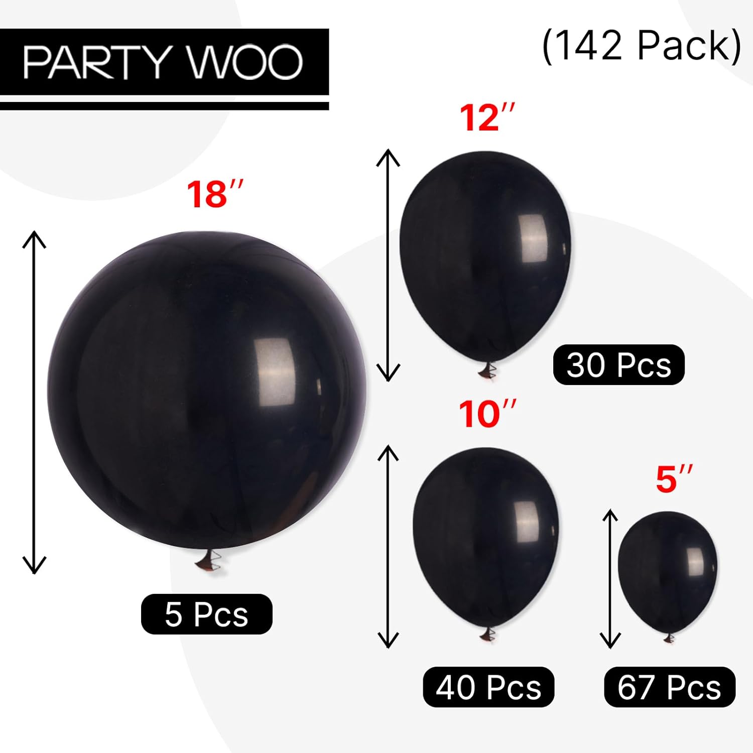 PartyWoo Black Balloons 142 PCS Arch Garland Kit