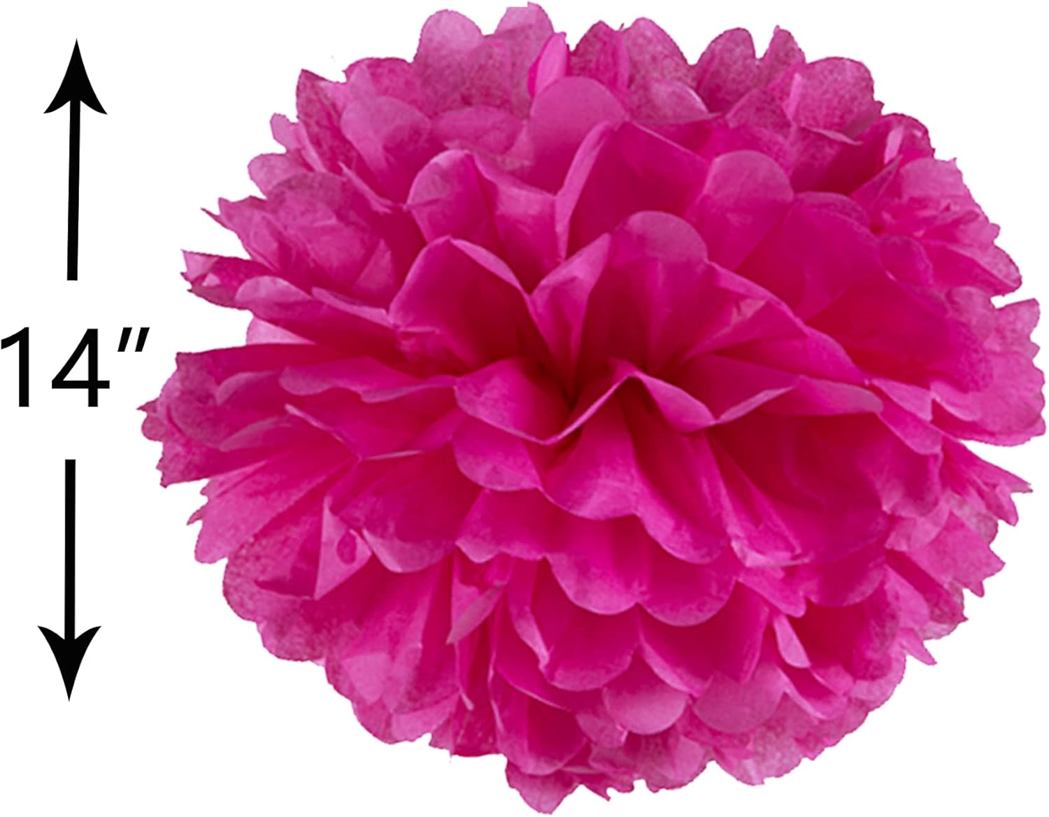 14 Inch Hot Pink Tissue Pom Poms Pack of 10