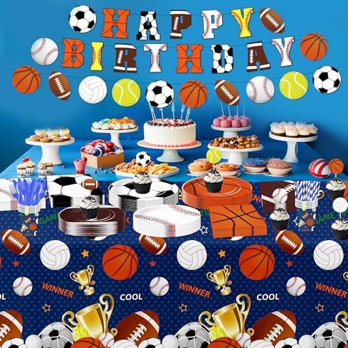 Owelleny Sports Birthday Tablecloth Set 3Pcs