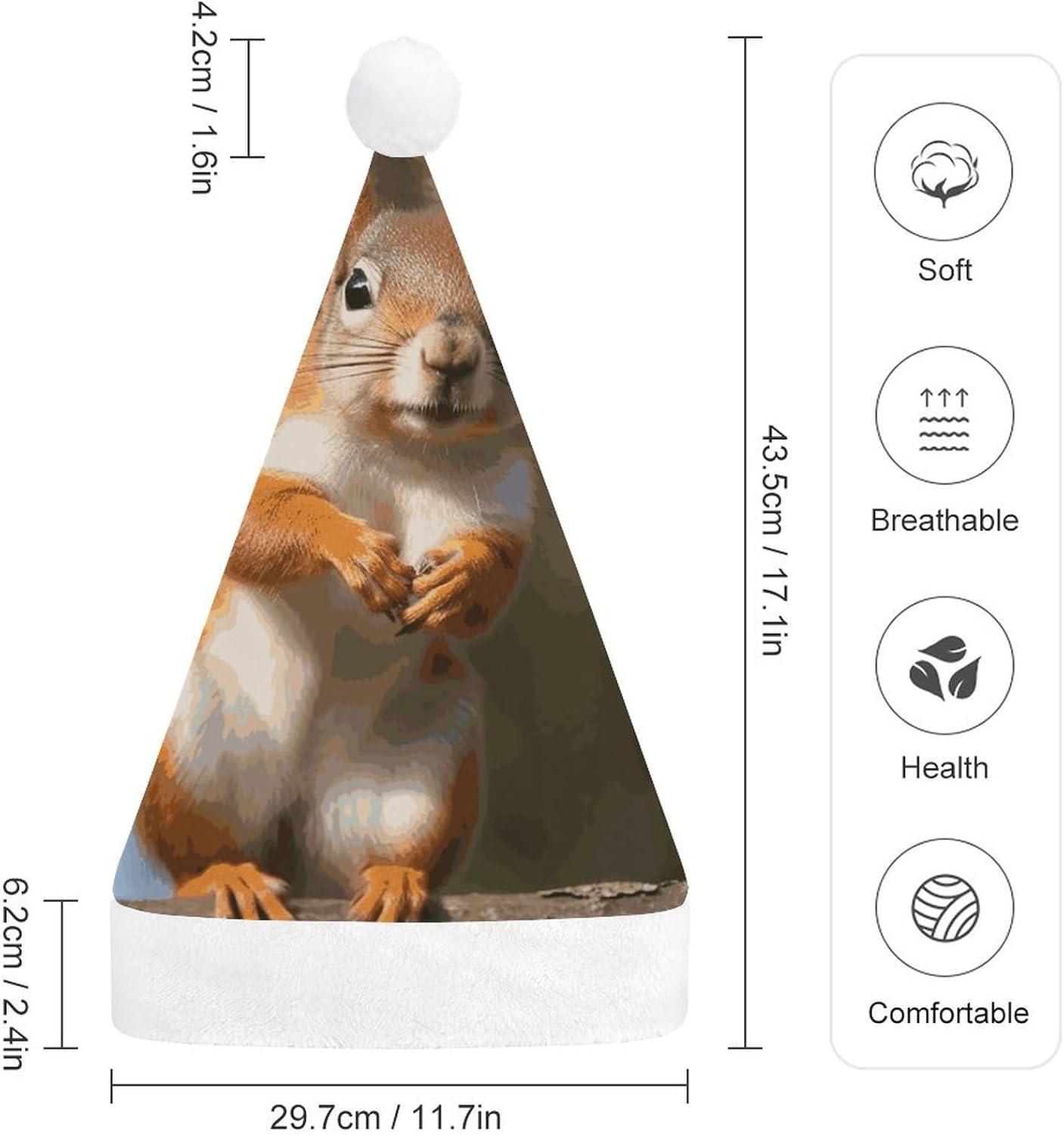 Funny Santa Squirrel Christmas Hat for Adults